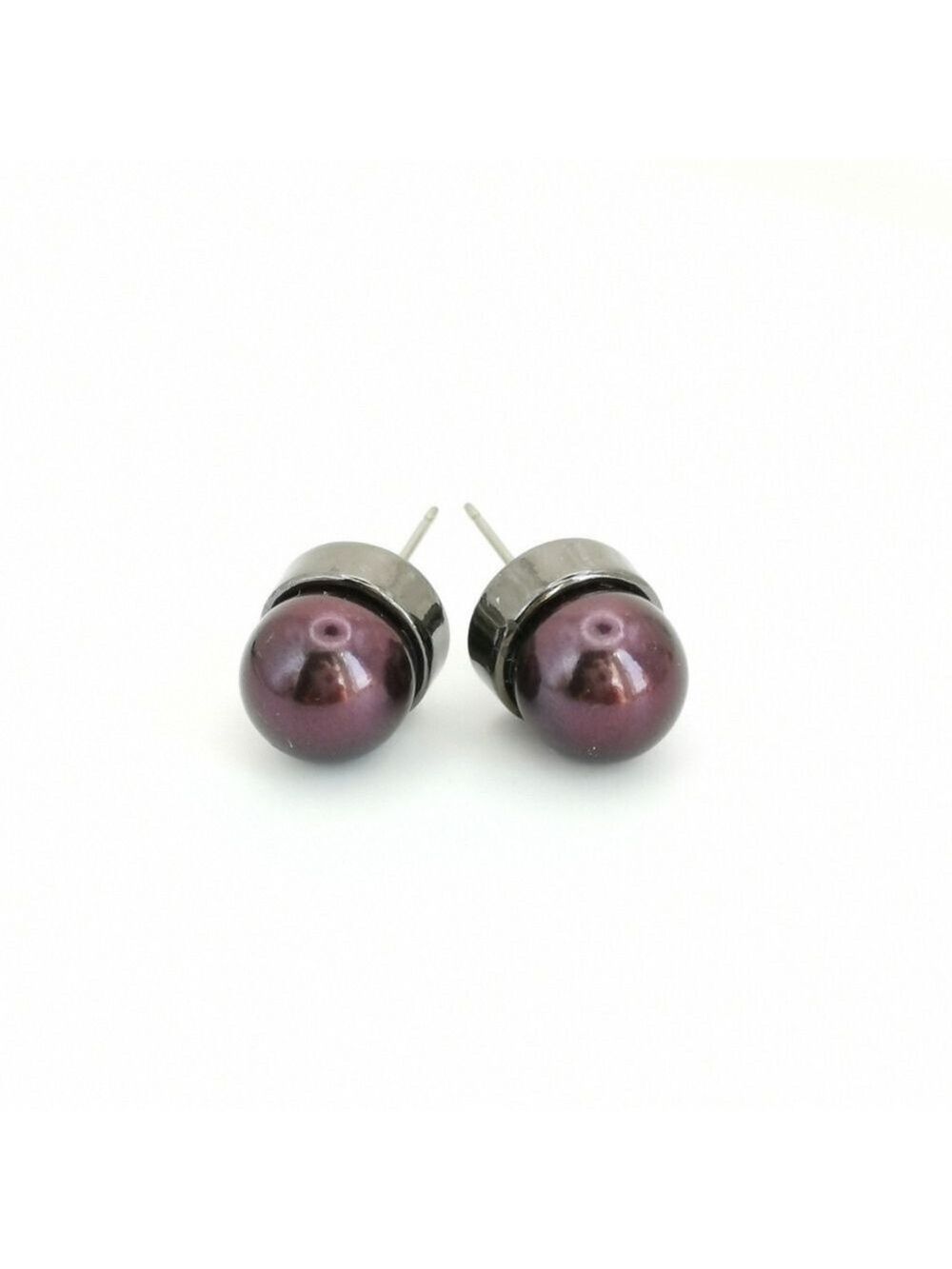 Czech  Purple glass pearl Stud earrings